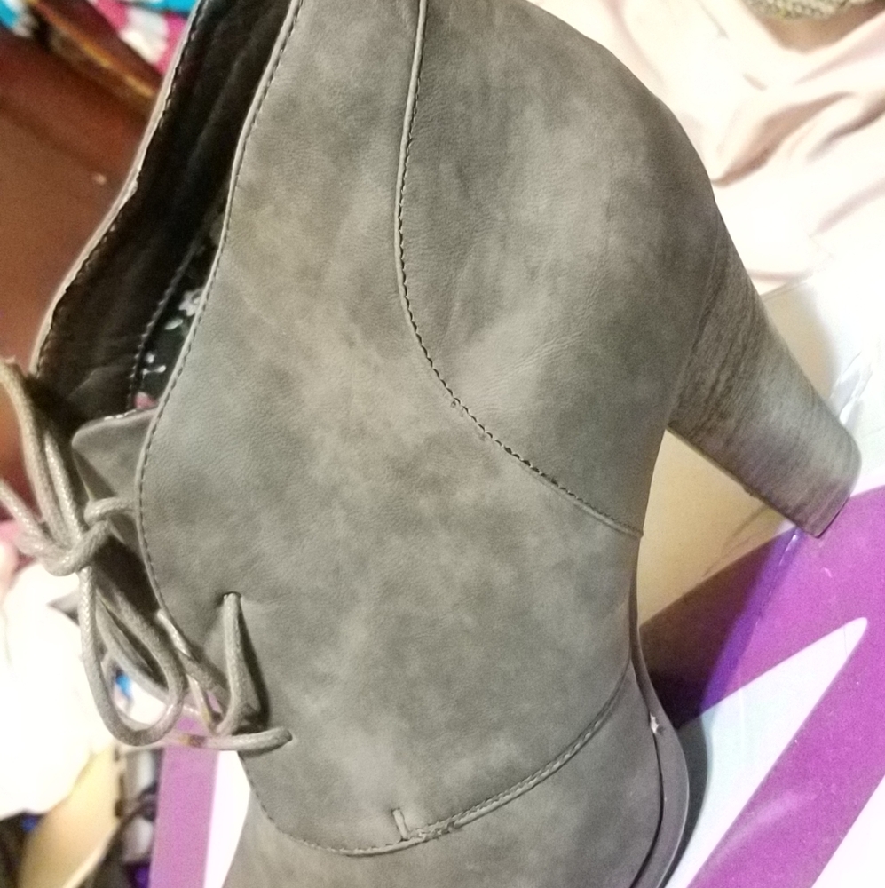 Grey tie up heels